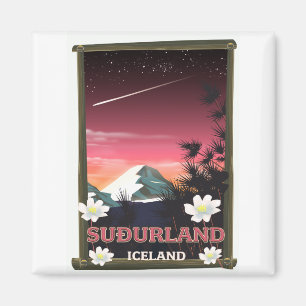 Imã cartaz de viagem Suðurland Islândia