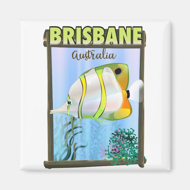 Imã Cartaz de viagem tropical de Brisbane Austrália (Frente)