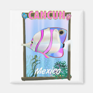 Imã Cartaz de viagem tropical mexicano Cancun