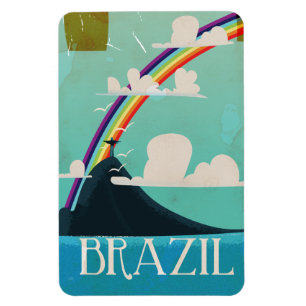 Ímã cartaz de viagem vintage brasil cristão o redentor
