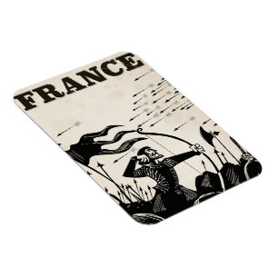 Ímã cartaz de viagem vintage da França. carro medieval