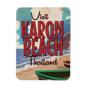 Ímã Cartaz de viagem vintage da Praia de Karon Tailând