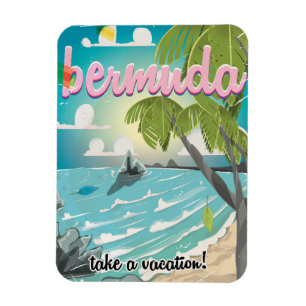 Ímã Cartaz de viagem vintage das Bermudas em cartoon