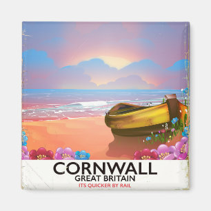 Imã Cartaz de viagem vintage de barco de pesca de Corn