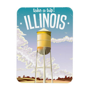 Ímã cartaz de viagem vintage de fazenda de Illinois