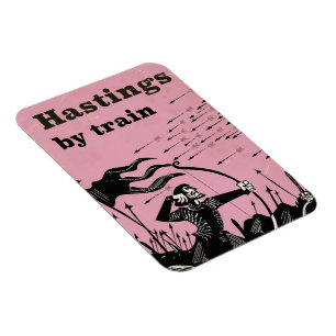 Ímã Cartaz de viagem vintage de Hastings de trem