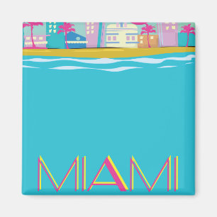 Imã Cartaz de viagem vintage de Miami dos anos 80