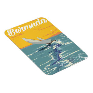 Ímã Cartaz de viagem vintage de navegação em Bermuda