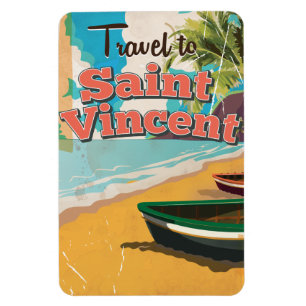 Ímã Cartaz de viagem vintage de São Vicente.