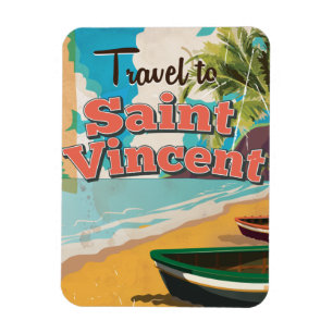Ímã Cartaz de viagem vintage de São Vicente.