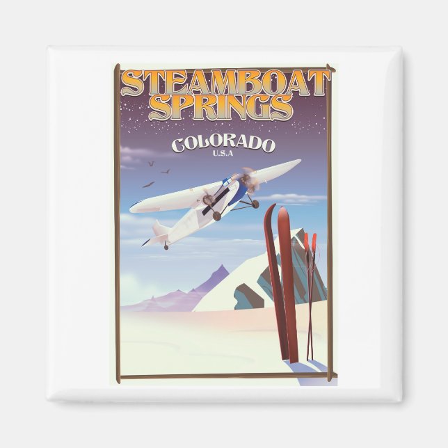 Imã Cartaz de viagem vintage Steamboat Springs colorad (Frente)