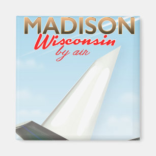 Imã Cartaz de voo vintage Madison Wisconsin EUA
