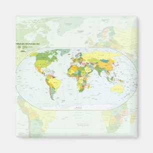 Imã Cartaz do Atlas Político do Mapa Mundial: Decoraçã
