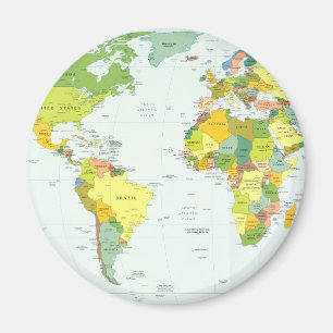 Imã Cartaz do Atlas Político do Mapa Mundial: Decoraçã