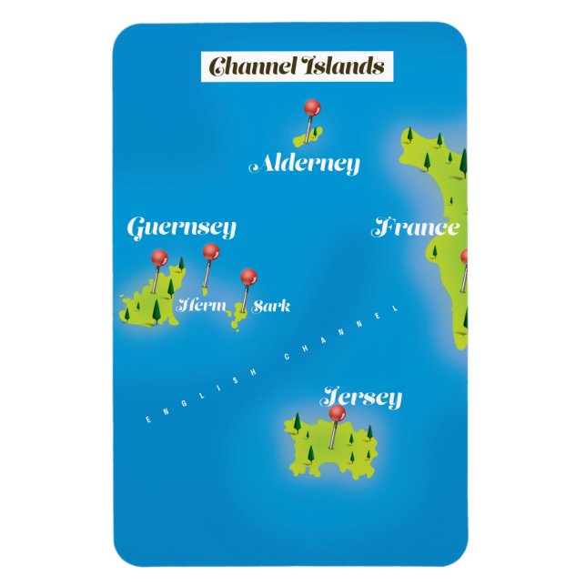 Ímã Cartaz do mapa das Ilhas do Canal. (Vertical)