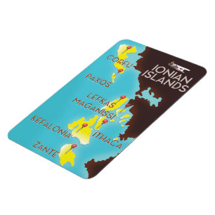 Ímã Cartaz do mapa das ilhas Ionian