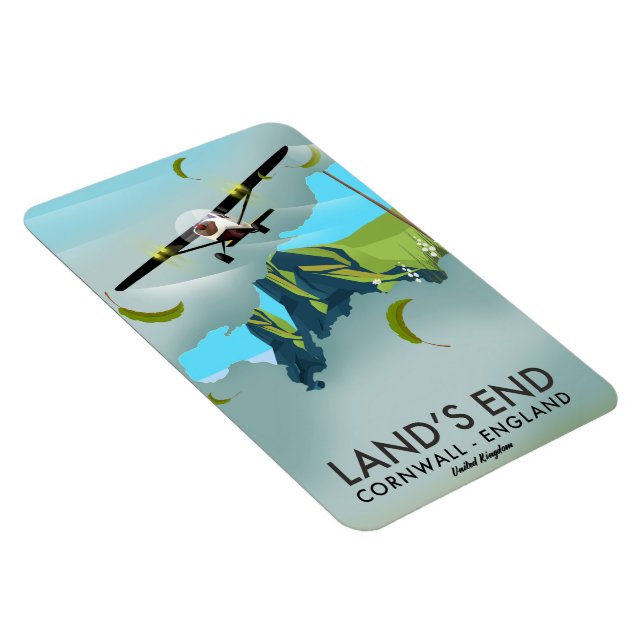 Ímã Cartaz do mapa de viagem para Land's End Cornwall (Lado Direito)
