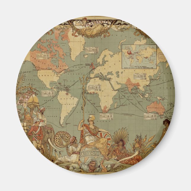 Imã Cartaz do Mapa Mundial do Império Britânico de 188 (Frente)