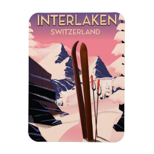 Ímã Cartaz do viagem do esqui da suiça de Interlaken