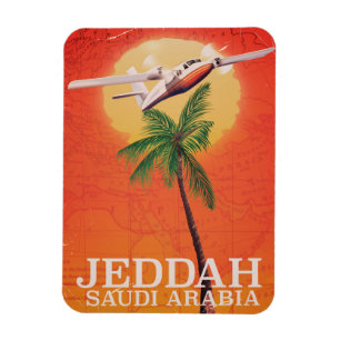 Ímã Cartaz do viagem do mapa do vintage de Jeddah