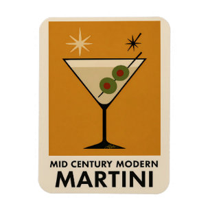 Ímã Cartaz Estilo Meados do Século Moderno Martini
