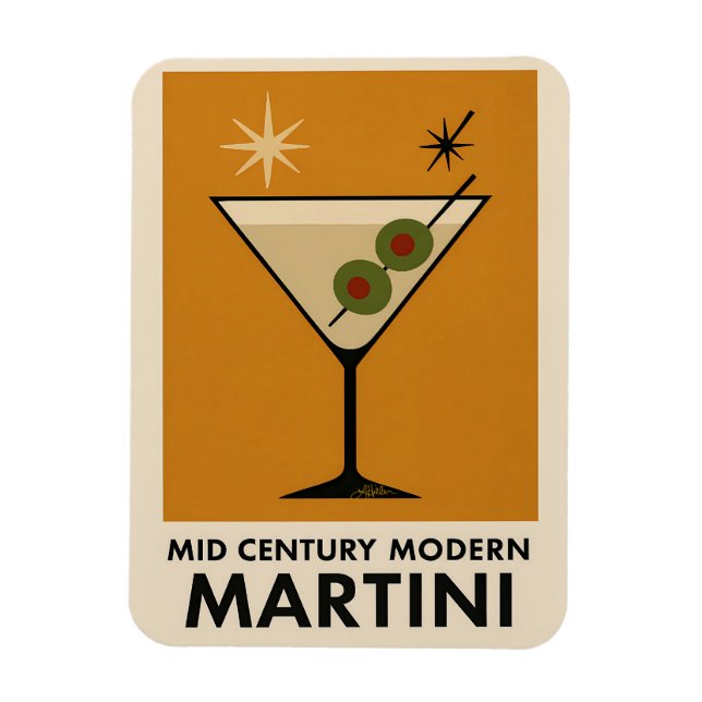 Ímã Cartaz Estilo Meados do Século Moderno Martini (Vertical)