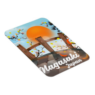 Ímã Cartaz japonês da flor de Nagasaki