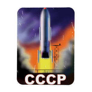 Ímã Cartaz Retro Foguete Espacial União Soviética