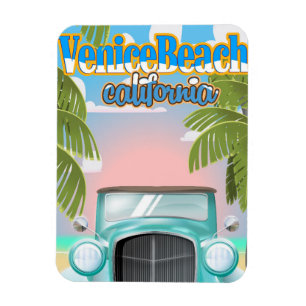 Ímã Cartaz vintage da Praia de Venice, Califórnia.