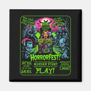 Imã Cartaz Vintage Horrorfest Filme de Halloween Velho