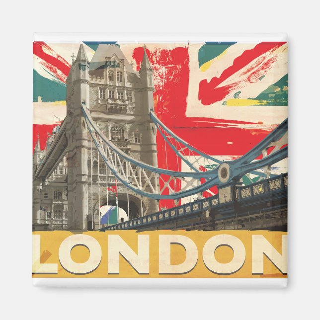Imã Cartaz Vintage Londres (Frente)