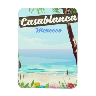 Ímã Cartaz vintage romântico de Casablanca Marrocos