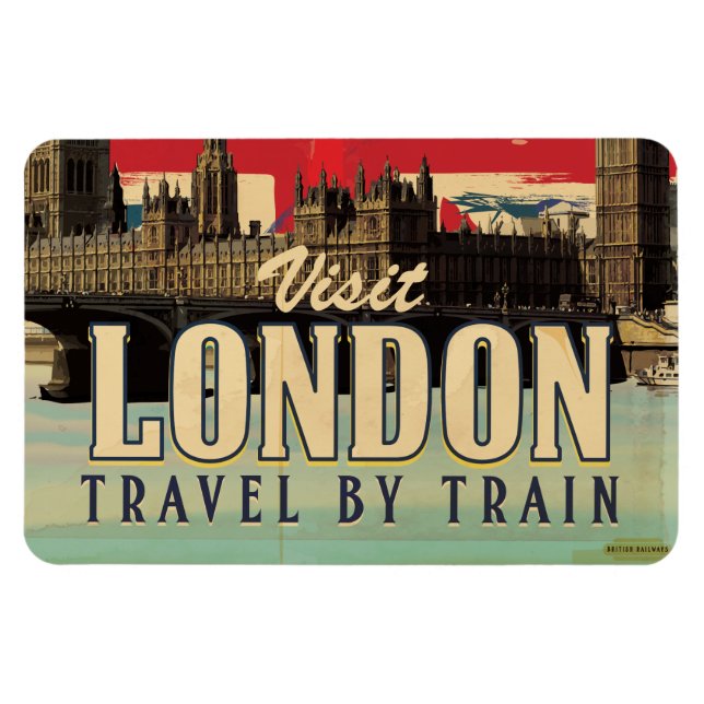 Ímã Cartaz vintage Visite Londres (Horizontal)