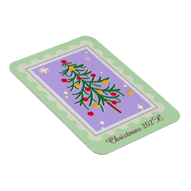 Ímã Carteira de Natal Púrpura e Verde (Lado Direito)