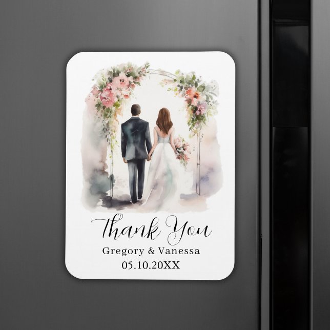 Ímã Cartões de agradecimentos De Casamento De Arco Flo (Watercolor Floral Arch Wedding Thank You Card Magnet
)