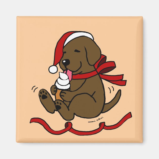 Imã Cartões de Chocolate Puppy Natal (Frente)