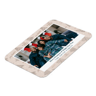 Ímã Cartões de natal cor-de-rosa embebidos elegantes c