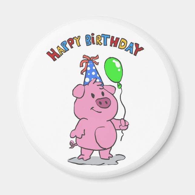 Imã Cartografia de Birthday Pig | escolher cor de fund (Frente)