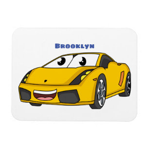 Ímã Cartografia de carro esportivo amarelo e bonito