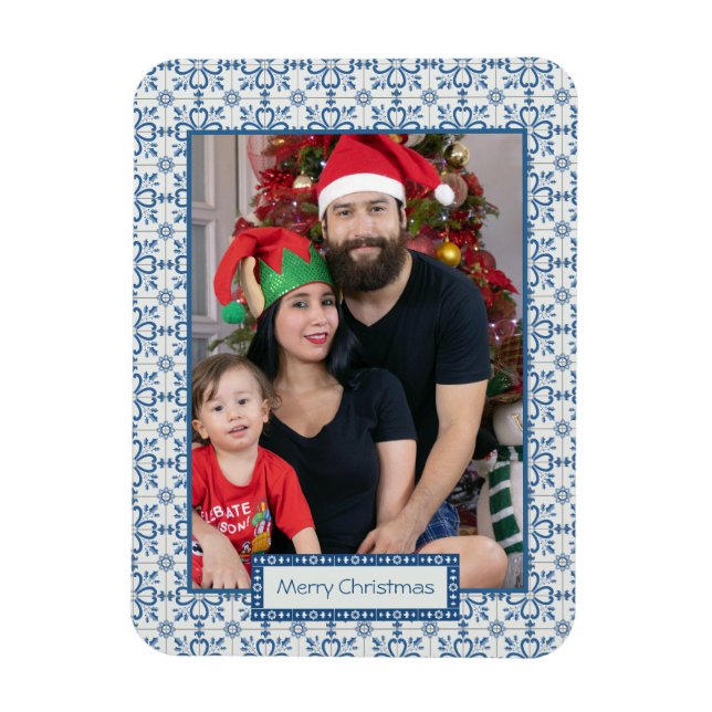 Ímã Cartolina de Natal e pétalas de flores (Vertical)