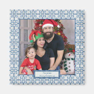 Imã Cartolina de Natal e pétalas de flores