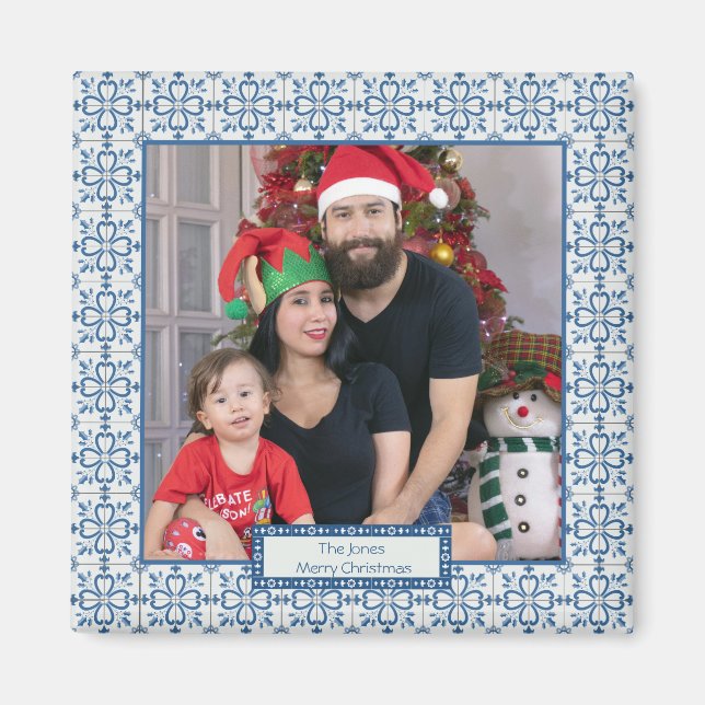 Imã Cartolina de Natal e pétalas de flores (Frente)