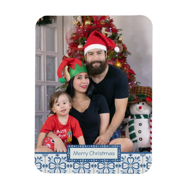 Ímã Cartolina de Natal e pétalas de flores (Vertical)