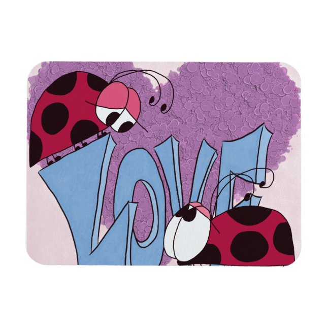 Ímã Cartoon Adorable Ladybug Love (Horizontal)