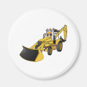 Imã Cartoon amarelo com backhoe