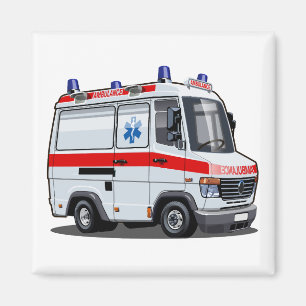 Imã Cartoon Ambulance Car