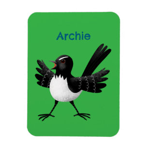 Ímã Cartoon australiano Willie Wagtail personalizado