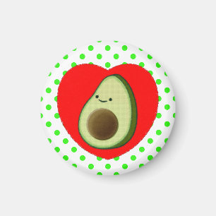 Imã Cartoon Bonito Avocado Em Coração Vermelho