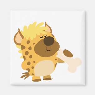 Imã Cartoon bonito Hyena esmagando um ímã ósseo