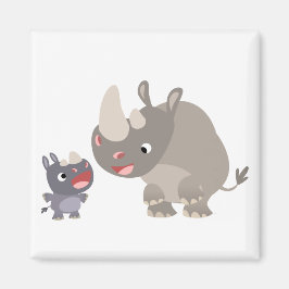 Imã Cartoon Bonito Rhino Baby e Big Rhino Magnet